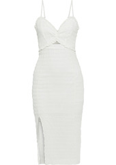 Vix Paula Hermanny Woman Lora Cutout Crinkled Cotton-voile Midi Dress Off-white