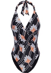 Vix Paula Hermanny Woman Margot Diane Wrap-effect Printed Halterneck Swimsuit Black