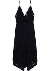 Vix Paula Hermanny Woman Pery Asymmetric Broderie Anglaise Voile Midi Dress Black