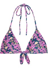 Vix Paula Hermanny Woman Retro Tie-front Floral-print Triangle Bikini Top Multicolor
