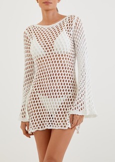 ViX Swimwear Belle Crochet Long Sleeve Cotton Cover-Up Dress