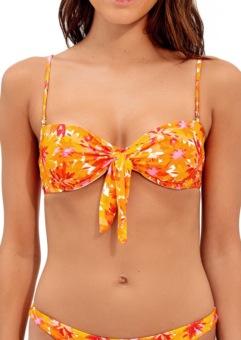 ViX Swimwear Lowana Floral Tie Front Underwire Bikini Top in Yellow Multi at Nordstrom Rack