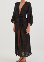 ViX Swimwear Perola Knot Long Sleeve Cotton Cover-Up Dress