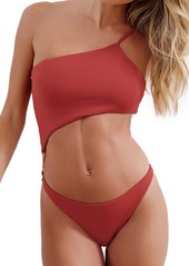 ViX Swimwear Sienna Deise Solid Cutout One-Shoulder One-Piece Swimsuit