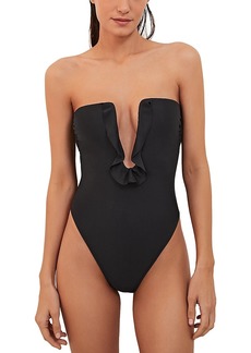 ViX V Wire Ruffle Solid One Piece Swimsuit