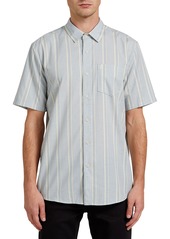 Volcom Maiberger Stripe Short Sleeve Button-Up Shirt in Cool Blue at Nordstrom