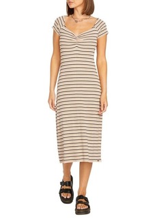 Volcom All Booed Up Stripe Midi Dress in Taupe at Nordstrom