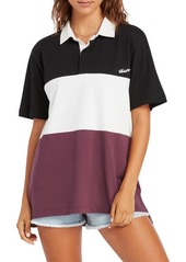 Volcom x Coco Ho Colorblock Short Sleeve Cotton Rugby Shirt in Black White at Nordstrom