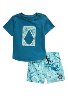 Volcom Heathered Graphic T-Shirt & Swim Shorts Set