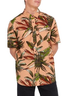 Volcom Indospray Classic Fit Floral Short Sleeve Button-Up Shirt