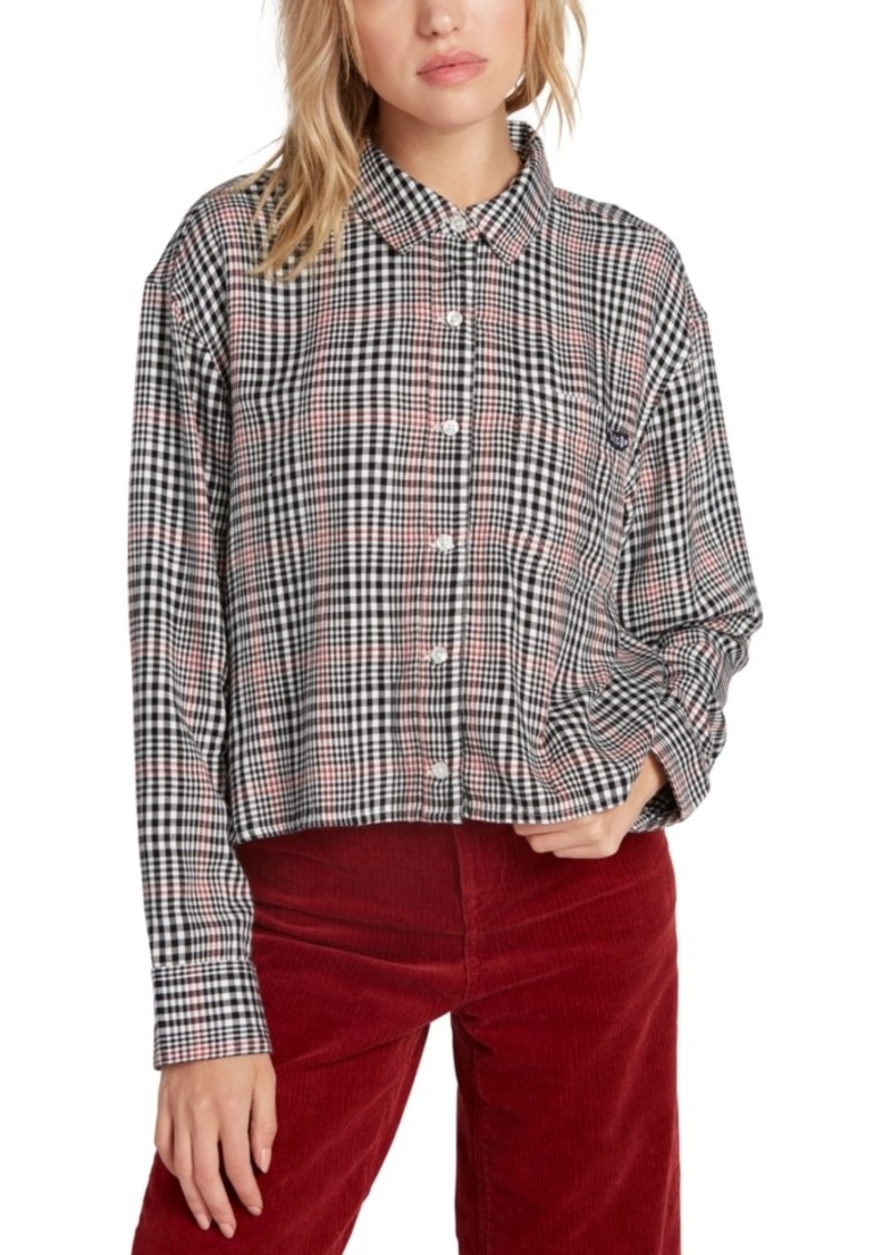 Volcom Juniors Kindling Yarn Dyed Vintage Style Flannel Shirt