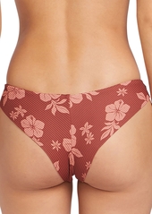 Volcom Juniors' Sunbaked Floral Ribbed Bikini Bottoms - Mauverose