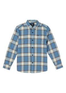 Volcom Kids' Caden Plaid Long Sleeve Cotton Flannel Shirt in Slate Blue at Nordstrom