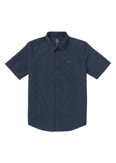 Volcom Kids' Honestone Geo Print Short Sleeve Button-Up Shirt