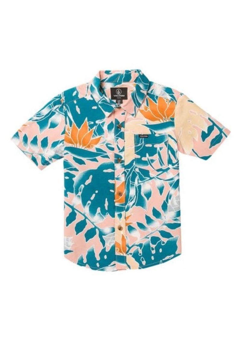 Volcom Kids' Leaf Pit Floral Short Sleeve Button-Up Shirt