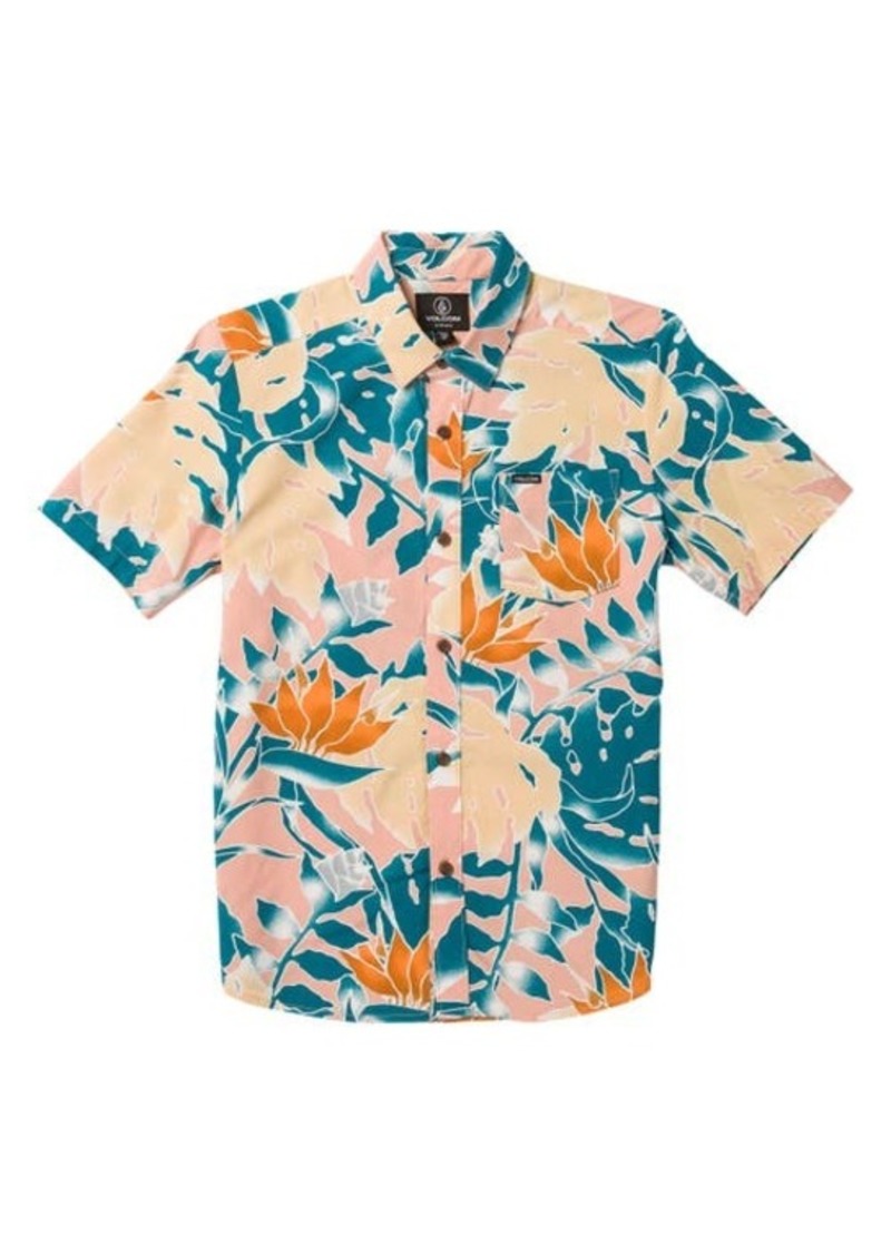 Volcom Kids' Leaf Pit Floral Short Sleeve Button-Up Shirt