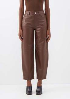 Wandler - Chamomile Barrel-leg Leather Trousers - Womens - Brown