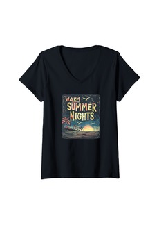 Womens Sunset for warm Summer Nights start V-Neck T-Shirt