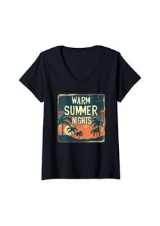 Warm Womens Vacation Summer Nights V-Neck T-Shirt