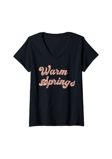 Womens Vintage Warm Springs Georgia Home State Souvenir Retro V-Neck T-Shirt