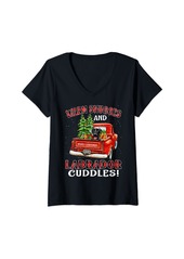 Womens Warm Snuggles And Labrador Cuddles Christmas V-Neck T-Shirt