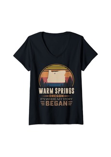Womens Warm Springs Oregon Where My Story Began V-Neck T-Shirt