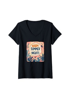 Womens Warm Summer Nights for Boys and Girls V-Neck T-Shirt