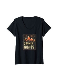 Womens Warm Summer Nights for Boys and Girls V-Neck T-Shirt