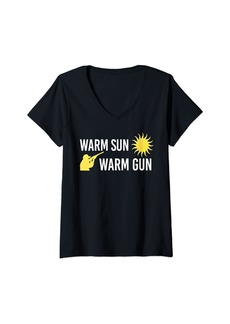 Womens Warm sun warm gun V-Neck T-Shirt