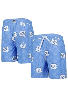 Big Boys Wes & Willy Light Blue North Carolina Tar Heels Palm Tree Swim Shorts - Light Blue