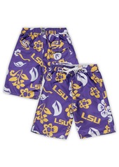 Little Boys Wes & Willy Purple Lsu Tigers Floral Volley Swim Shorts - Purple