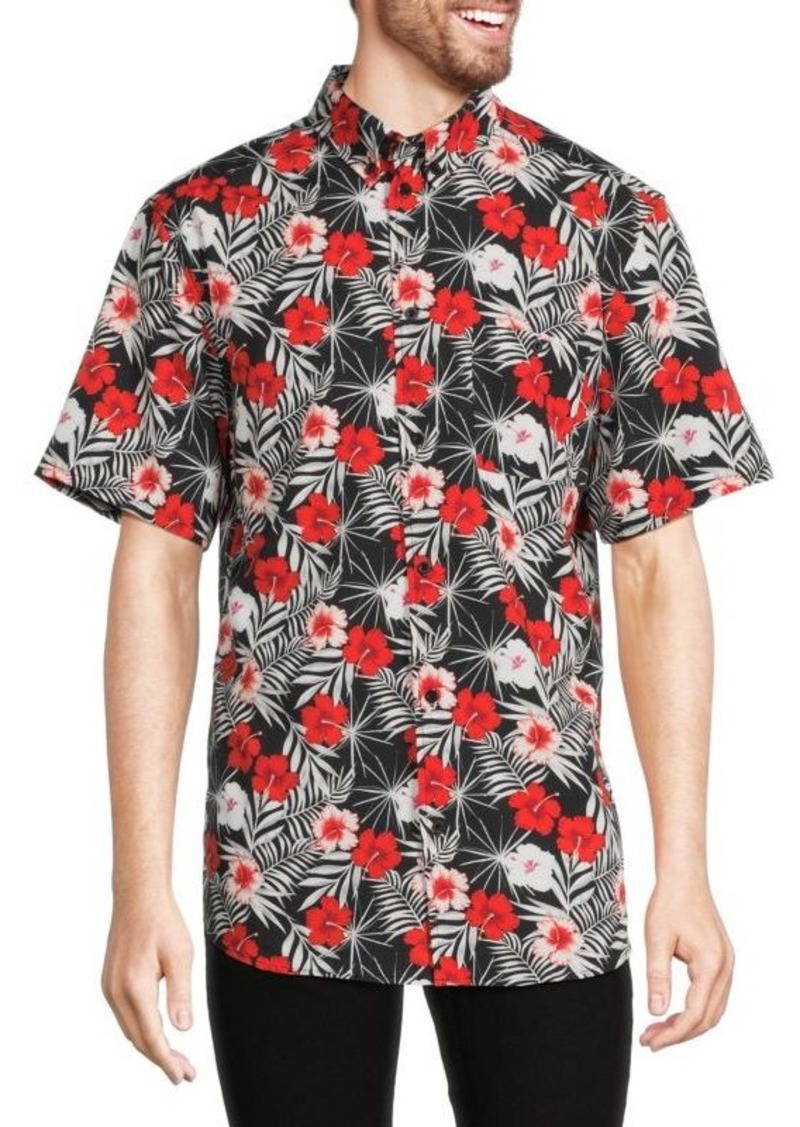 WESC Short Sleeve Hibiscus Button Down Shirt