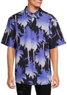 WESC Short Sleeve Palm Tree Paeadise Button Down Shirt