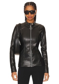 WeWoreWhat Faux Leather Fitted Moto Jacket