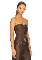 WeWoreWhat Faux Leather Lace Front Corset