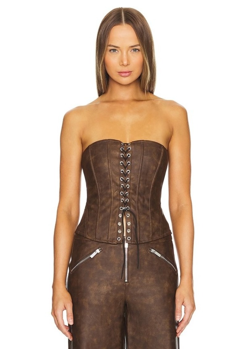 WeWoreWhat Faux Leather Lace Front Corset