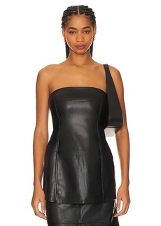 WeWoreWhat Faux Leather Strapless Top