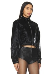 WeWoreWhat Faux Patent Leather Cropped Moto Jacket