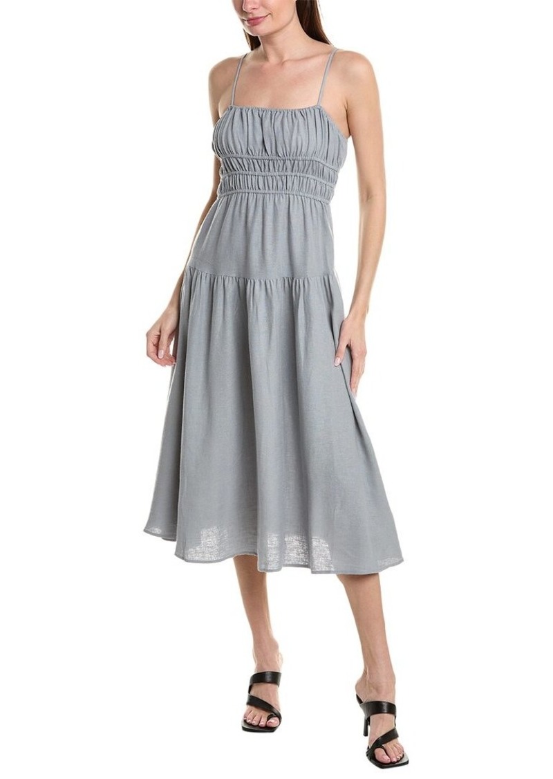 WeWoreWhat Scrunchie Linen-Blend Midi Dress