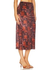 WeWoreWhat Velvet Patchwork Midi Skirt