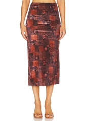 WeWoreWhat Velvet Patchwork Midi Skirt