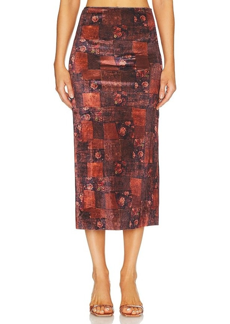 WeWoreWhat Velvet Patchwork Midi Skirt