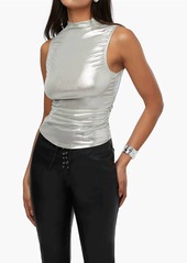 WeWoreWhat Women's Foil Ruched Turtleneck Tank In Silver