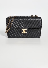 What Goes Around Comes Around Chanel Black Caviar Chevron Envelope Flap Bag
