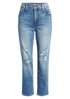 Whetherly Brandon Distressed High Waist Ankle Straight Leg Jeans in Medium Tribeca at Nordstrom Rack
