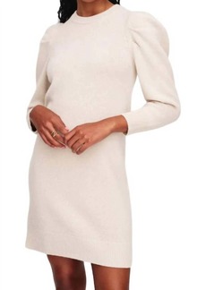 White + Warren Cashmere Blend Puff Sleeve Dress In Ivory