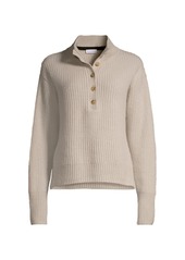 White + Warren Cashmere Button-Front Sweater
