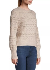 White + Warren Cashmere Lace Stitch Crewneck Sweater