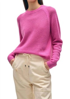White + Warren Cashmere Mesh Sweatshirt In Fondant Pink