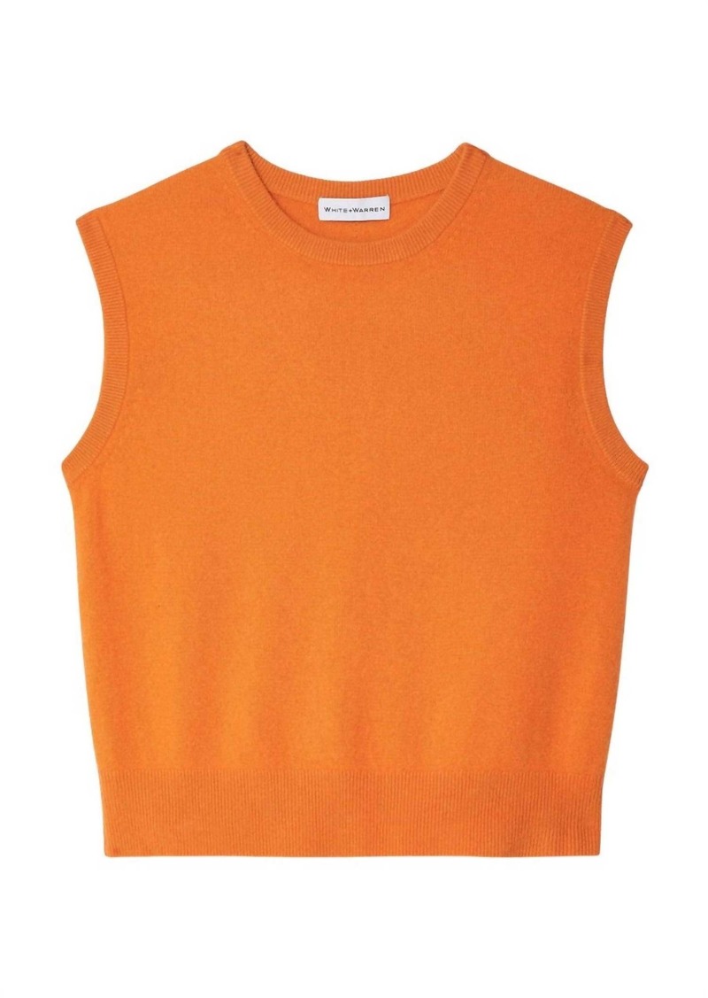 White + Warren Cashmere Shell Tank Top In Bright Tangerine